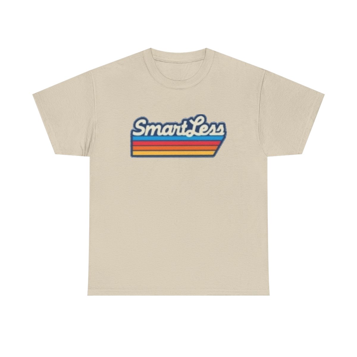 SmartLess retro striped logo Tee | vintage script graphic shirt SmartLess - alternate angle 3, merchandise