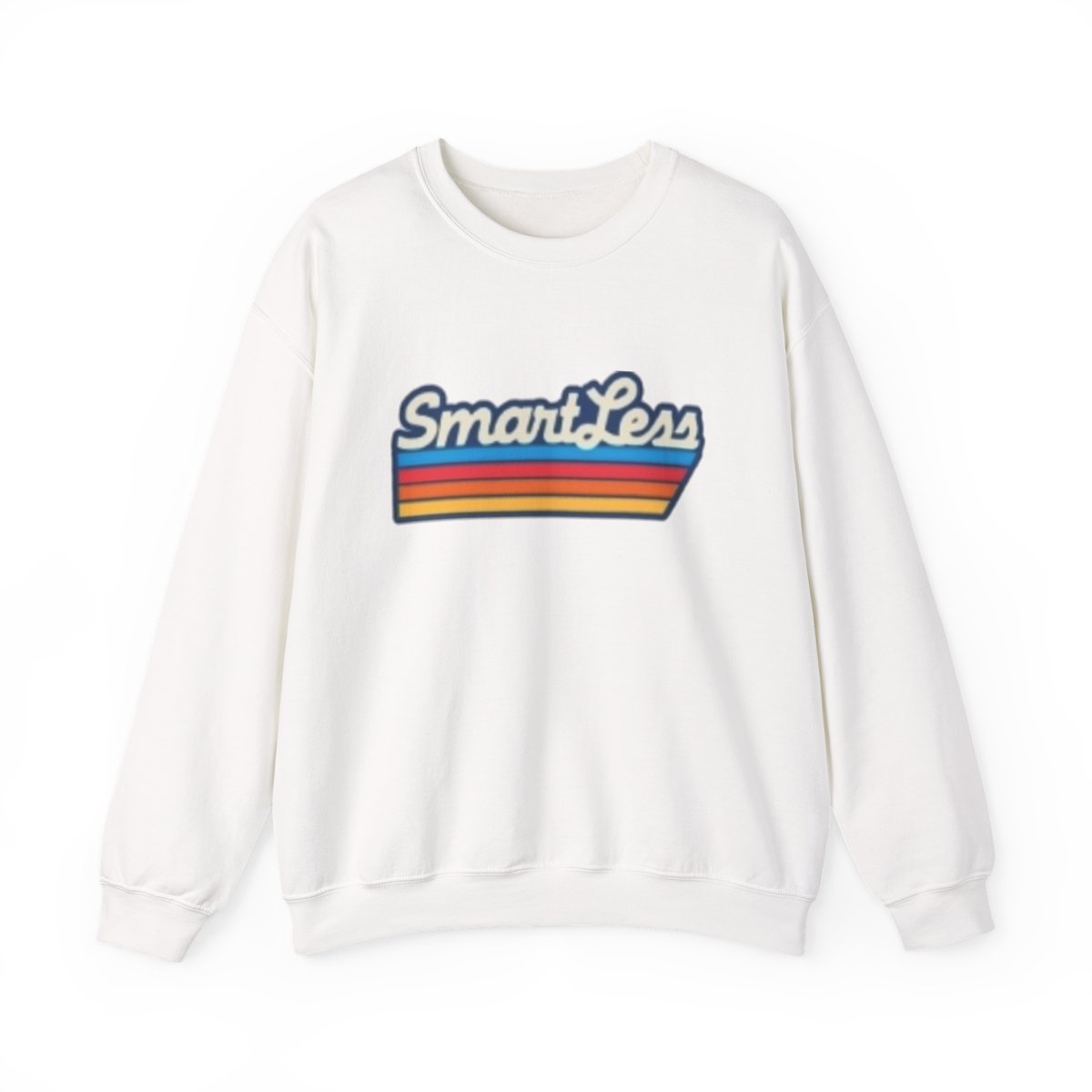 SmartLess retro stripe Sweatshirt | vintage script, rainbow bars SmartLess
