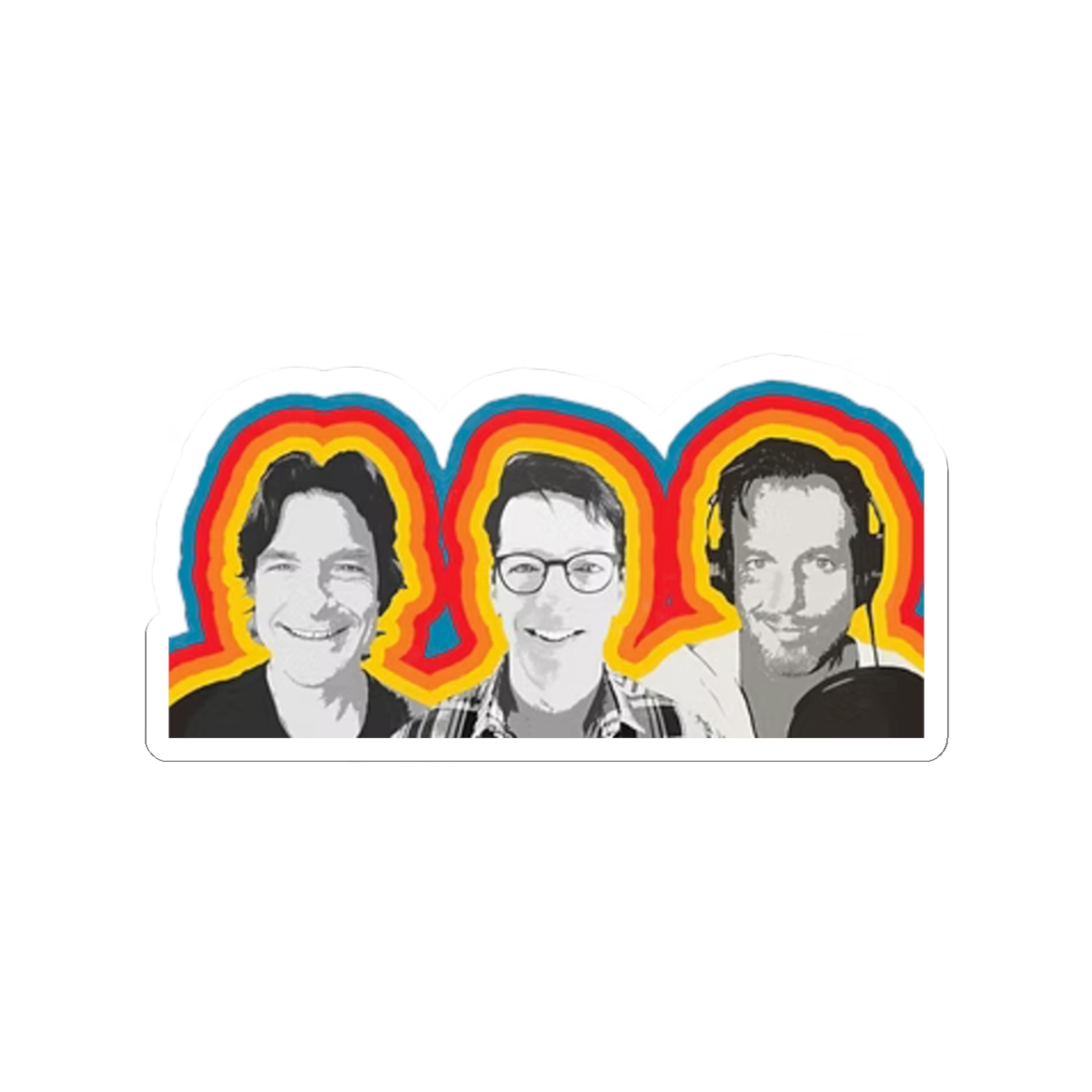 Retro Rainbow Trio Kiss-Cut Sticker | Face Portrait Sticker SmartLess - Official Stickers merchandise
