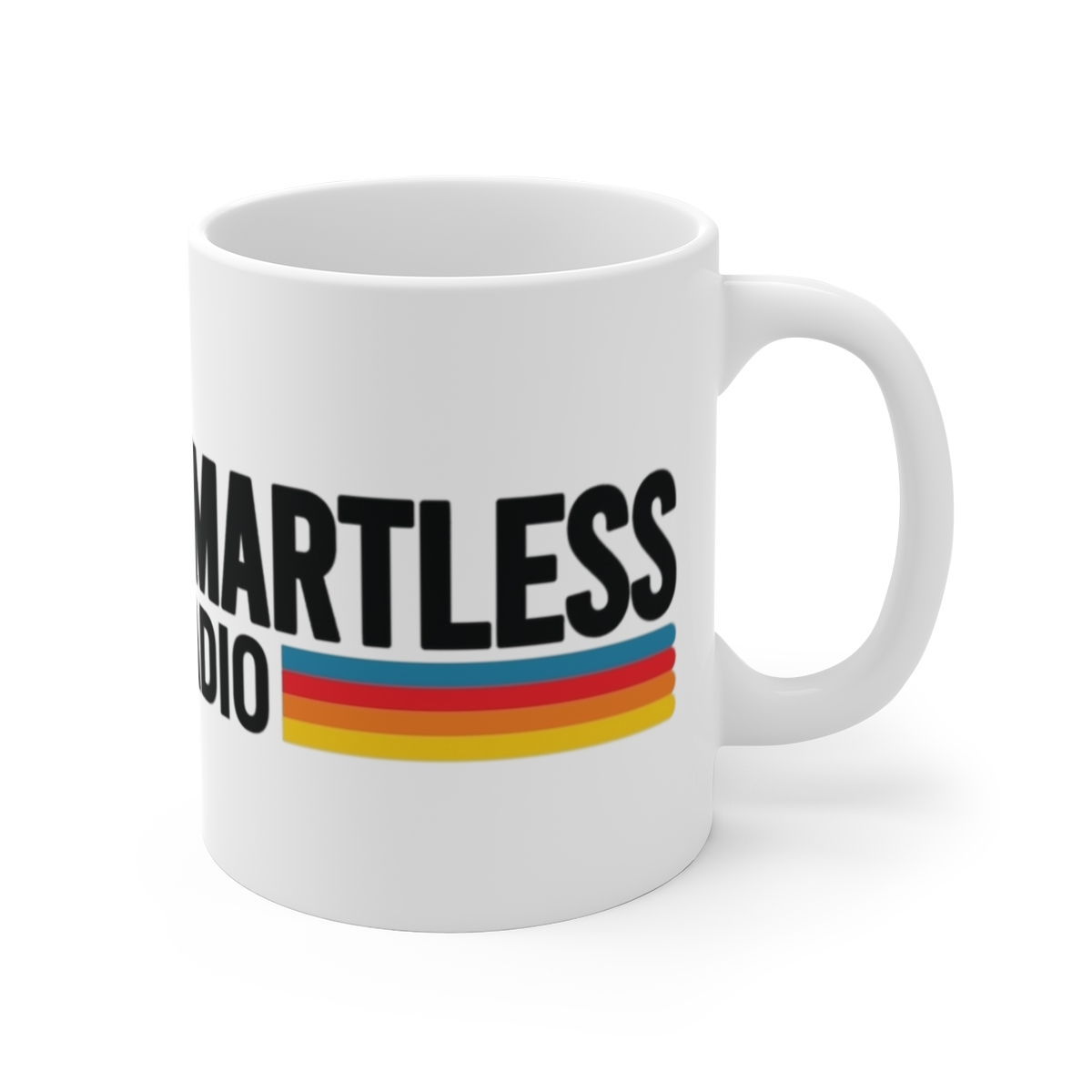 Smart Radio Mug | Retro Rainbow Logo 11oz Ceramic Coffee Cup SmartLess
