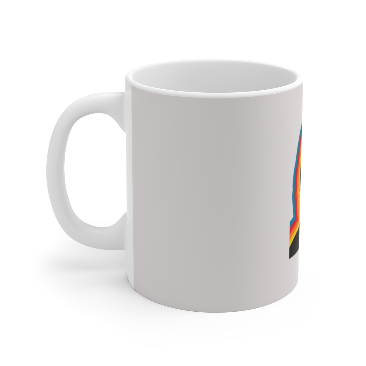 Retro Rainbow Portrait Mug | Colorful Pop Art Face 11oz Ceramic SmartLess - alternate angle 2, merchandise